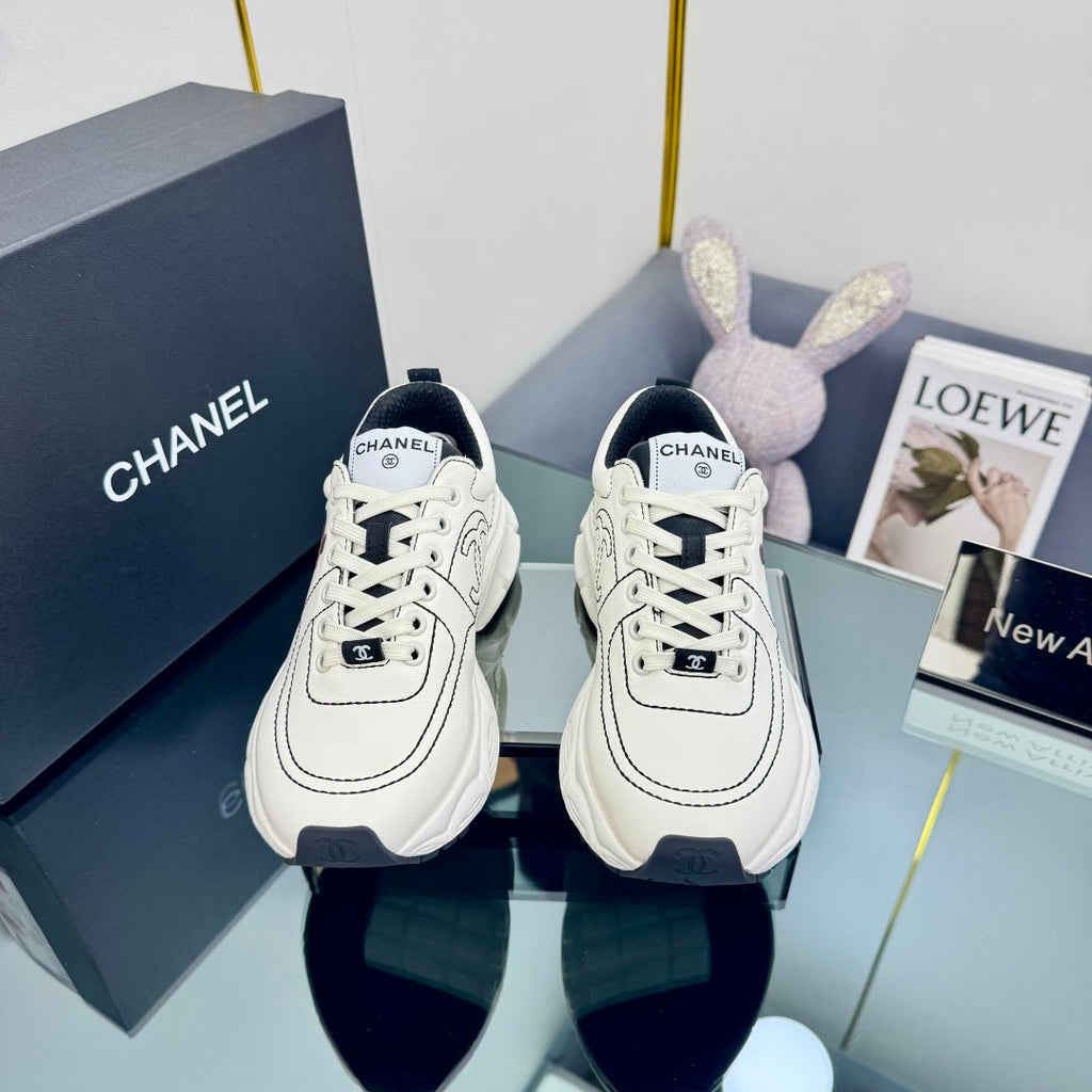 Chanel Trainers Sneaker in White Calfskin with Sticker 238623
