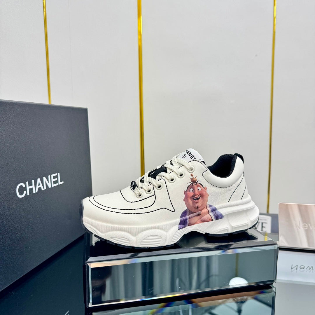 Chanel Trainers Sneaker in White Calfskin with Sticker 238628