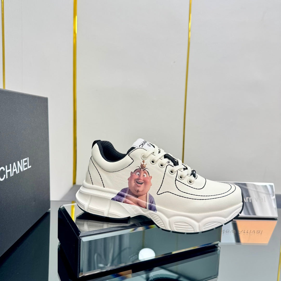 Chanel Trainers Sneaker in White Calfskin with Sticker 238628