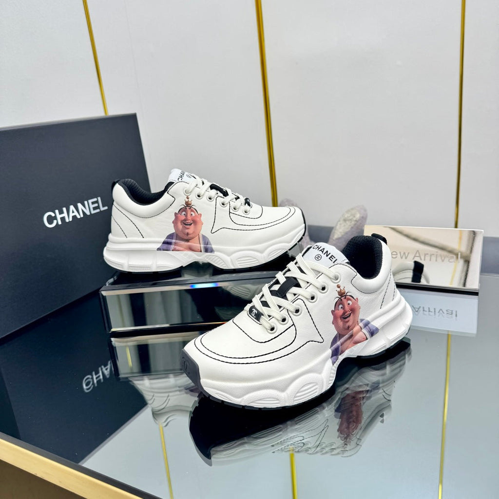 Chanel Trainers Sneaker in White Calfskin with Sticker 238628