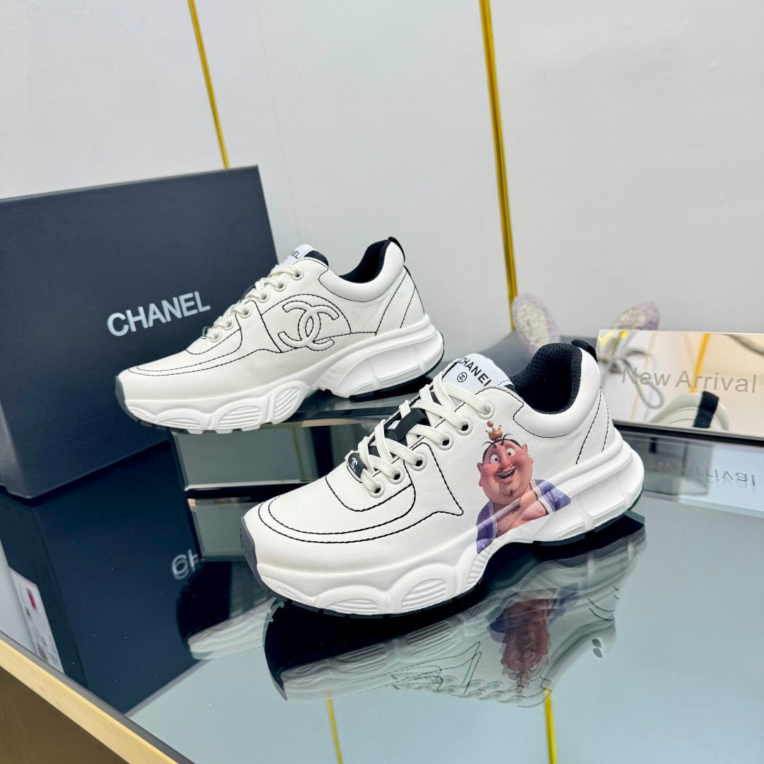 Chanel Trainers Sneaker in White Calfskin with Sticker 238628