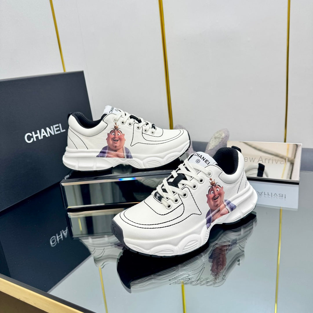 Chanel Trainers Sneaker in White Calfskin with Sticker 238628