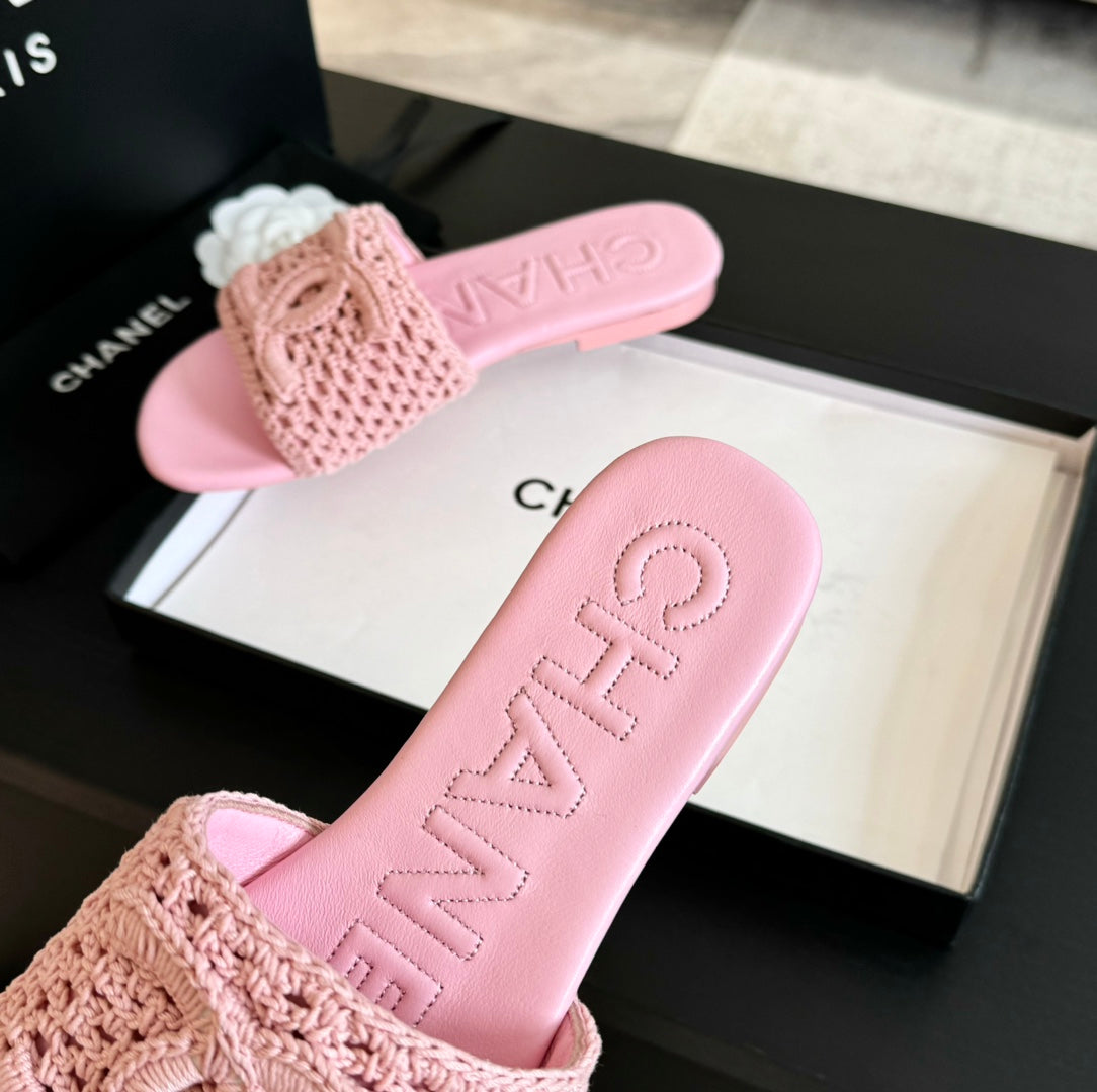 Chanel Slippers Light Pink Lambskin