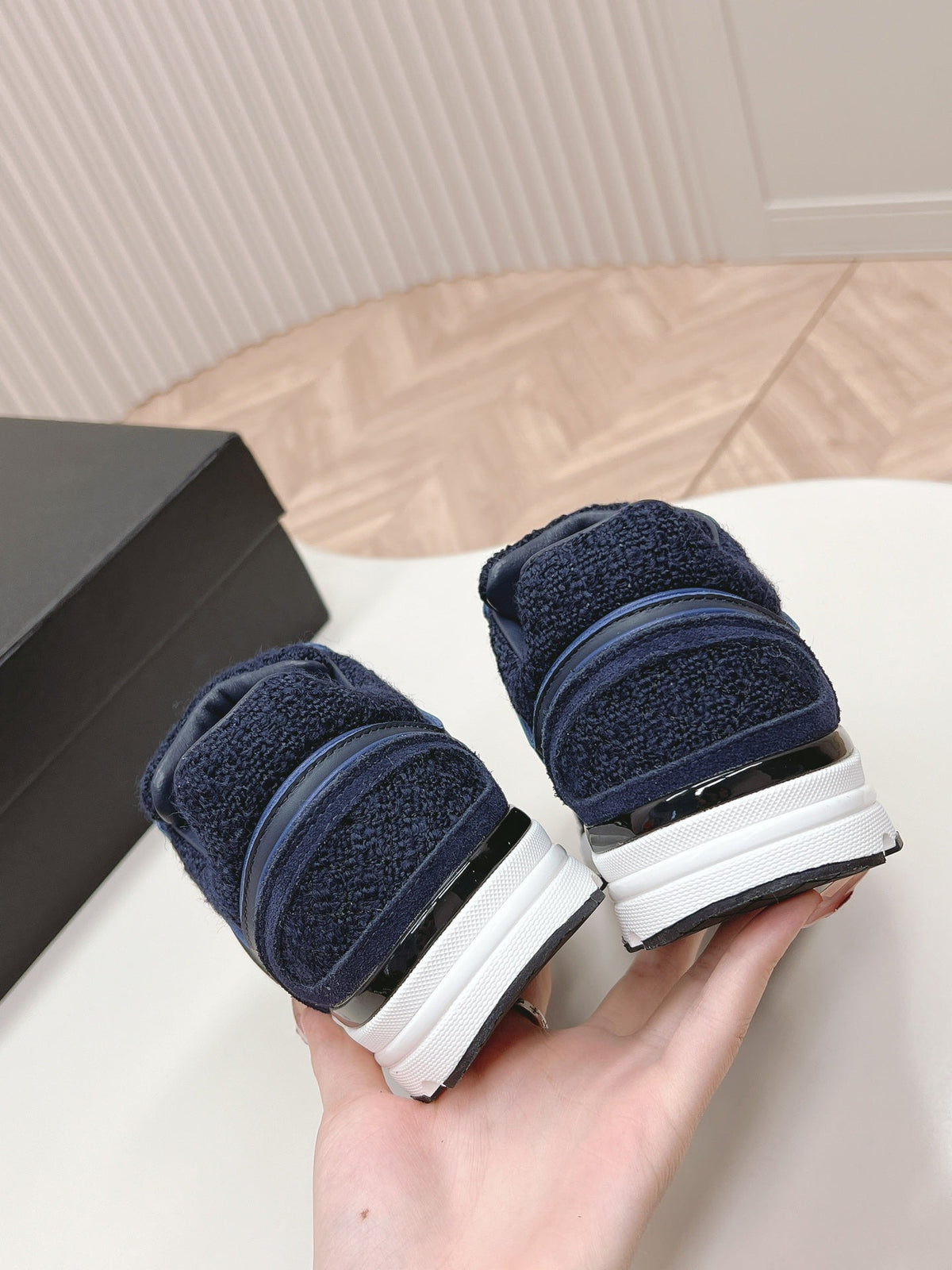 Chanel Trainers in Midnight Blue Suede and Calfskin