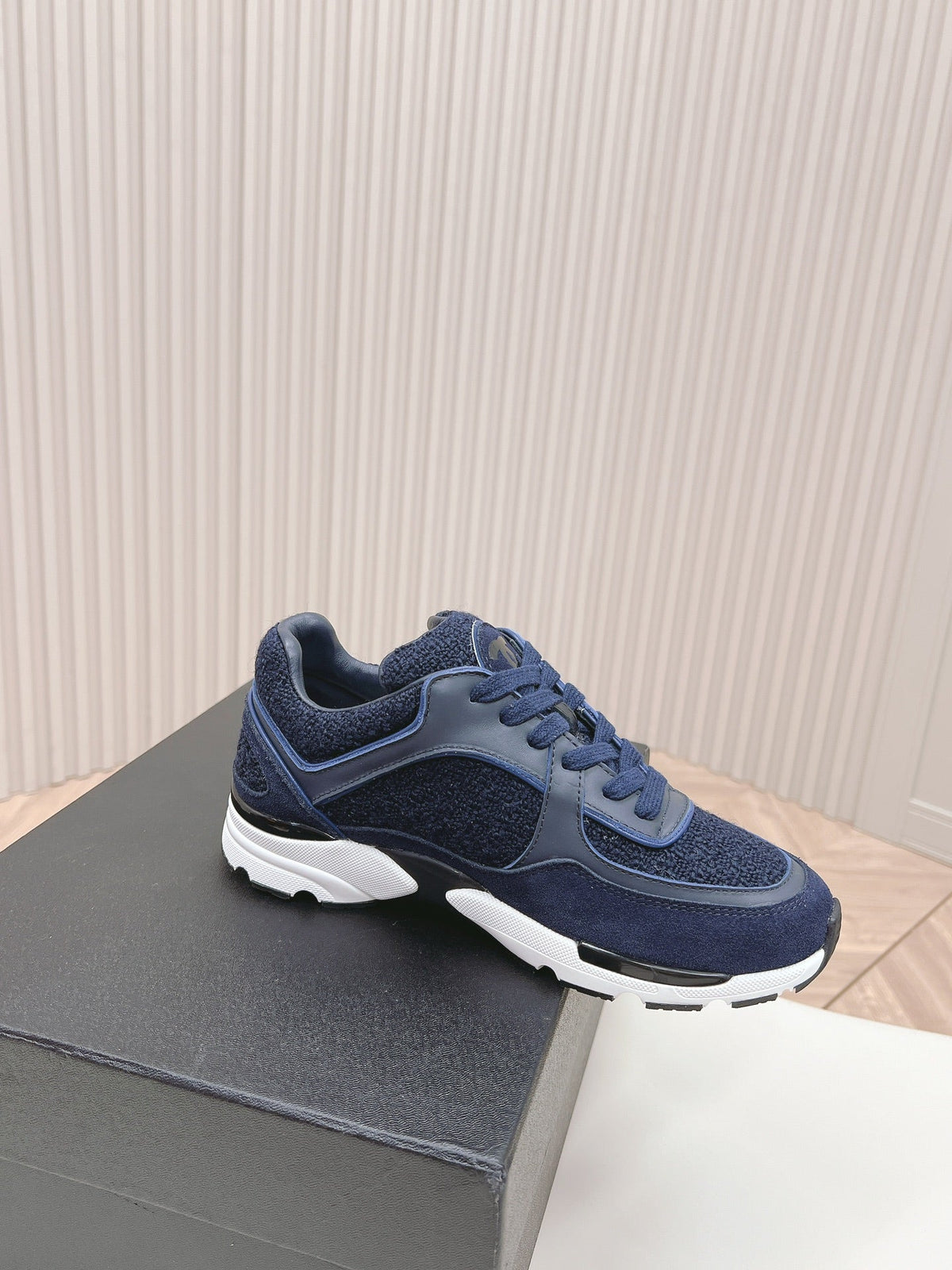 Chanel Trainers in Midnight Blue Suede and Calfskin