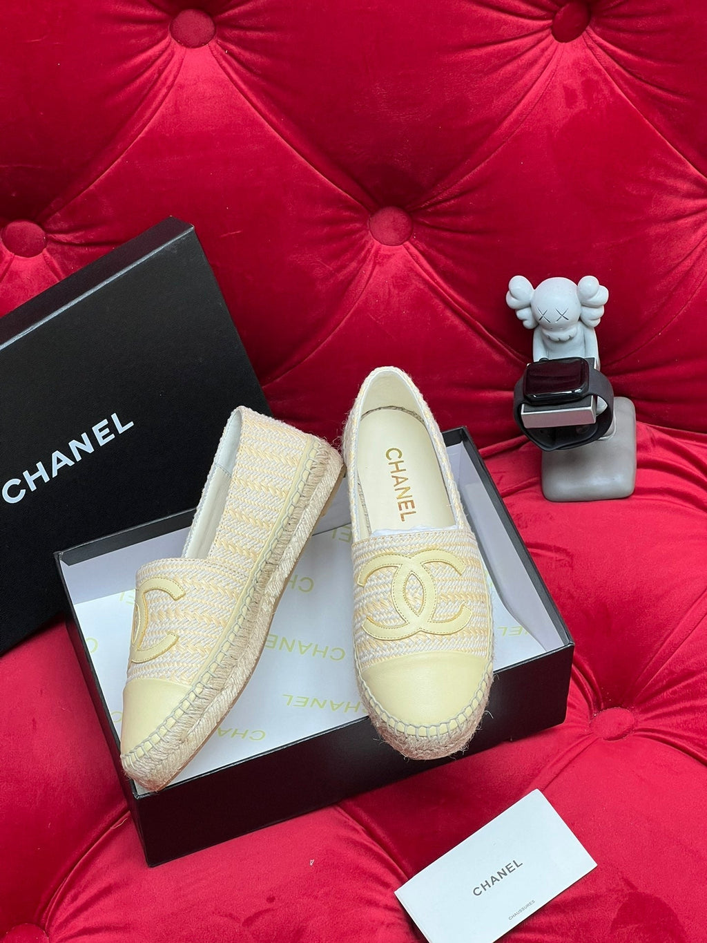 Chanel Woven Loafers in Dark Cream Fabric