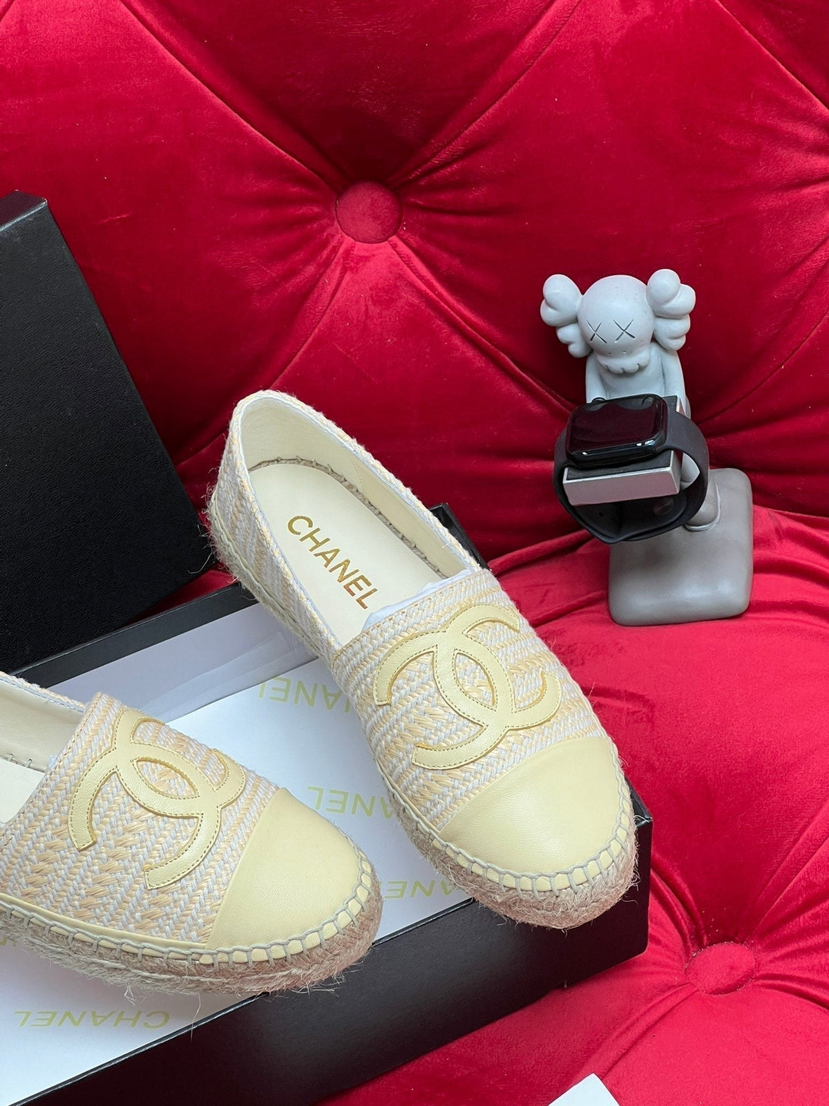 Chanel Woven Loafers in Dark Cream Fabric