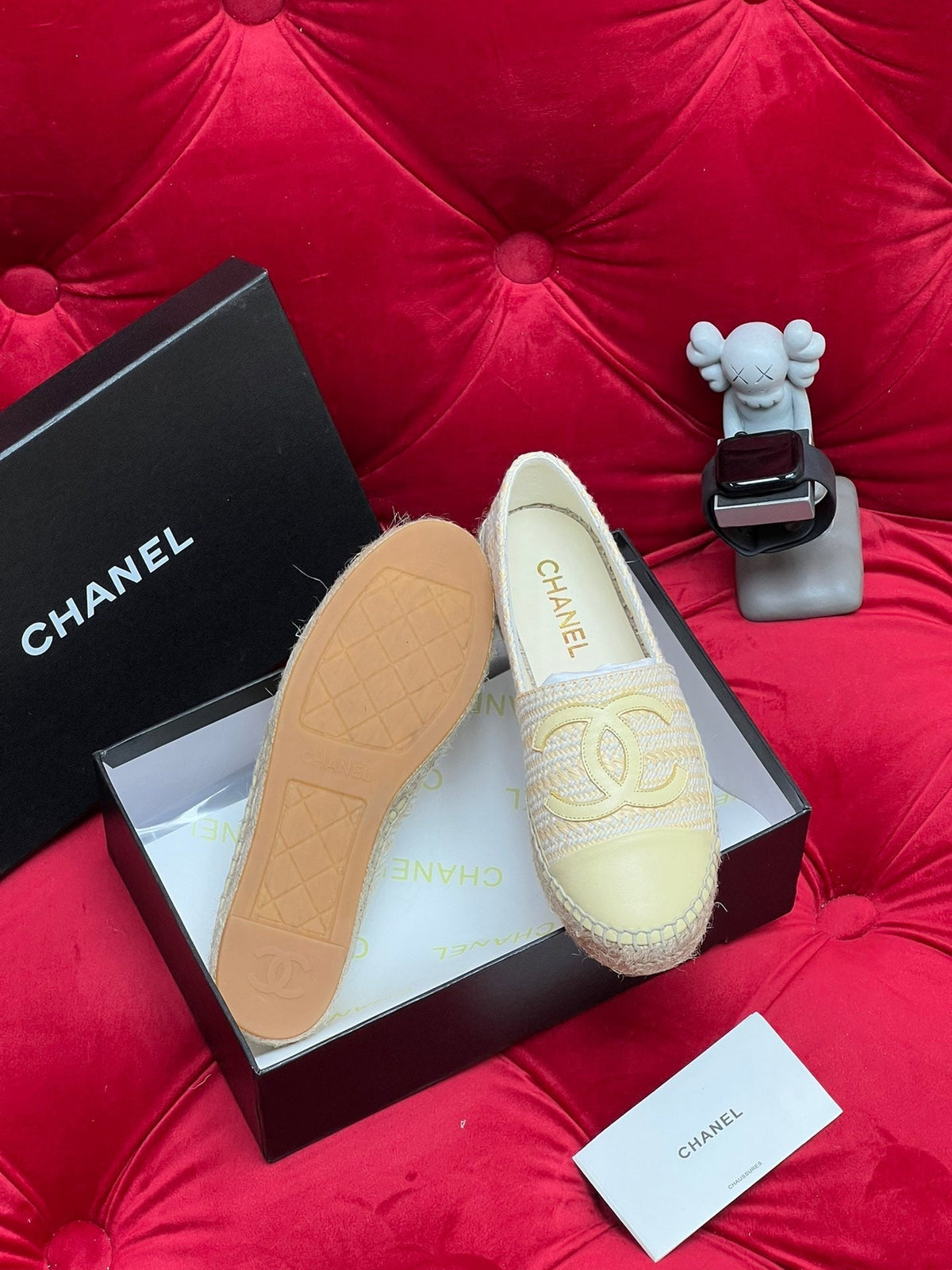 Chanel Woven Loafers in Dark Cream Fabric
