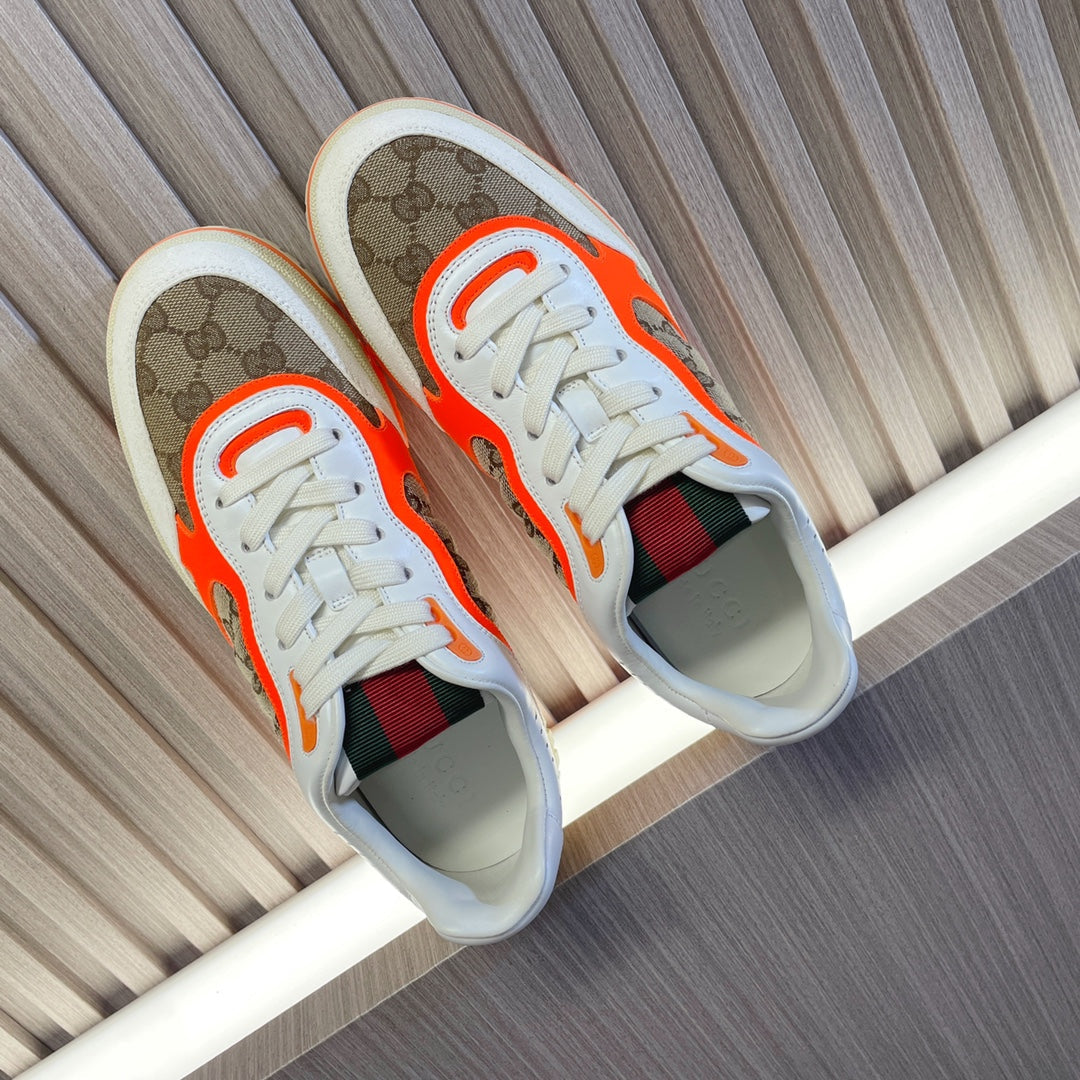 Gucci Retro Sneakers for Couples White Tiger Orange