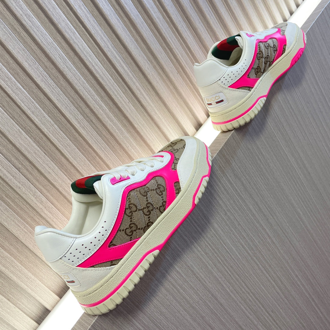 Gucci Retro Sneakers for Couples White Shocking Pink