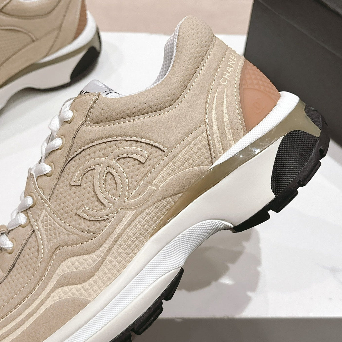 Chanel Women's Beige Cream Sneaker Breathable Mesh
