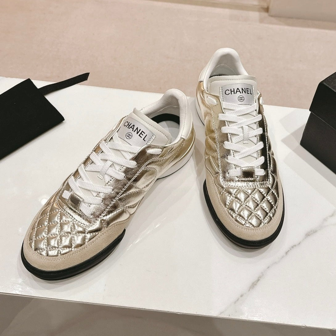 Chanel Sneakers in Glossy Golden Lambskin