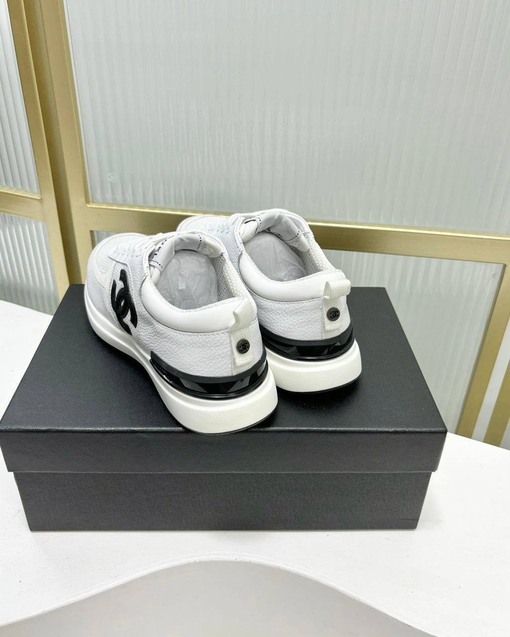 Chanel Sneaker in White Suede and Breathable Mesh
