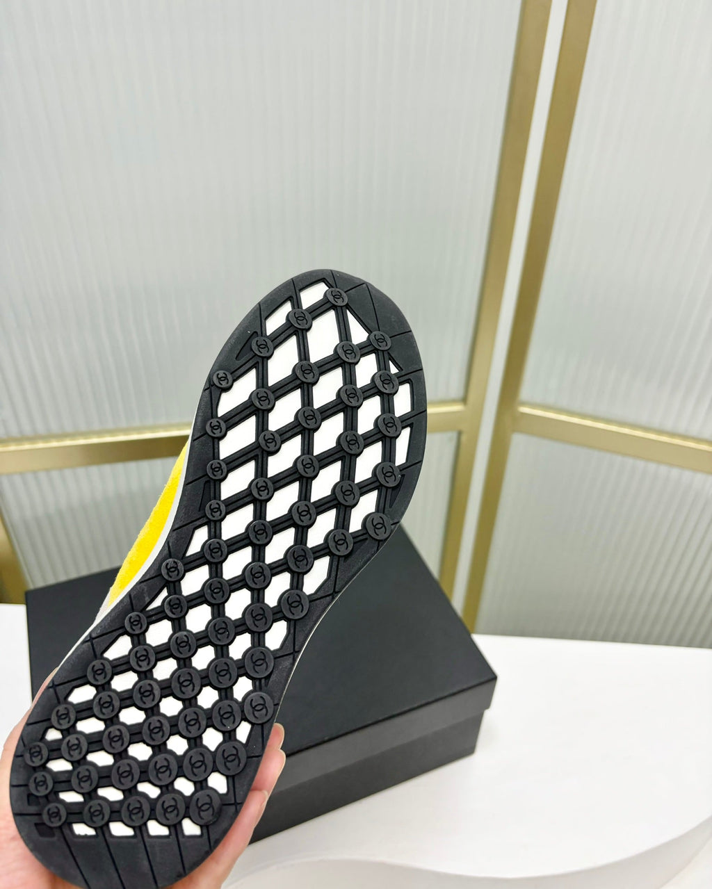 Chanel Sneaker in Light Yellow Mix Grey Suede