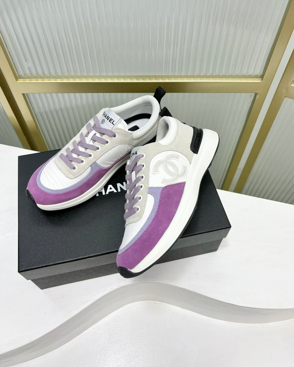 Chanel Sneaker in Violet Mix Grey Suede