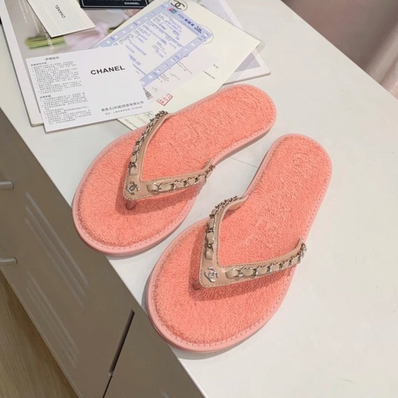 Chanel Thong Slippers in Light Pink Cowhide