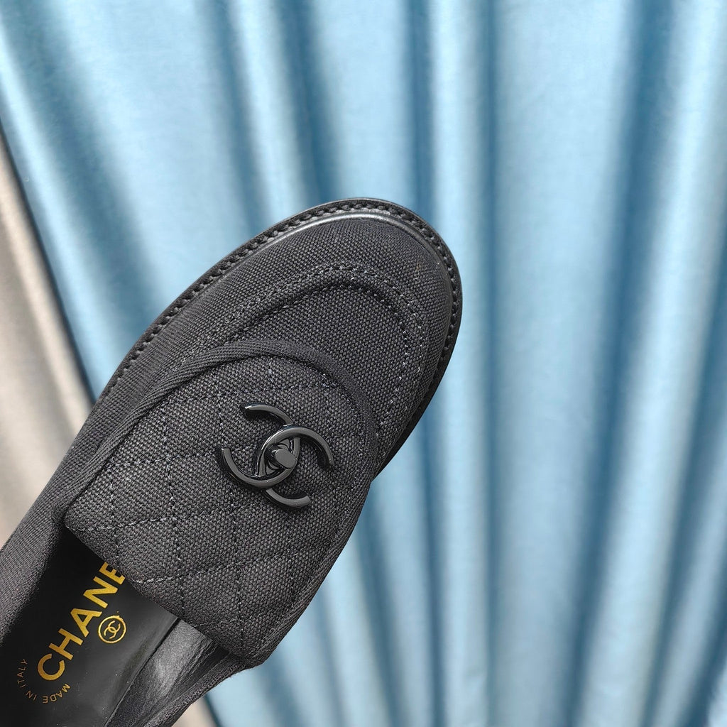 Chanel Moccasins Black Quilted Lambskin