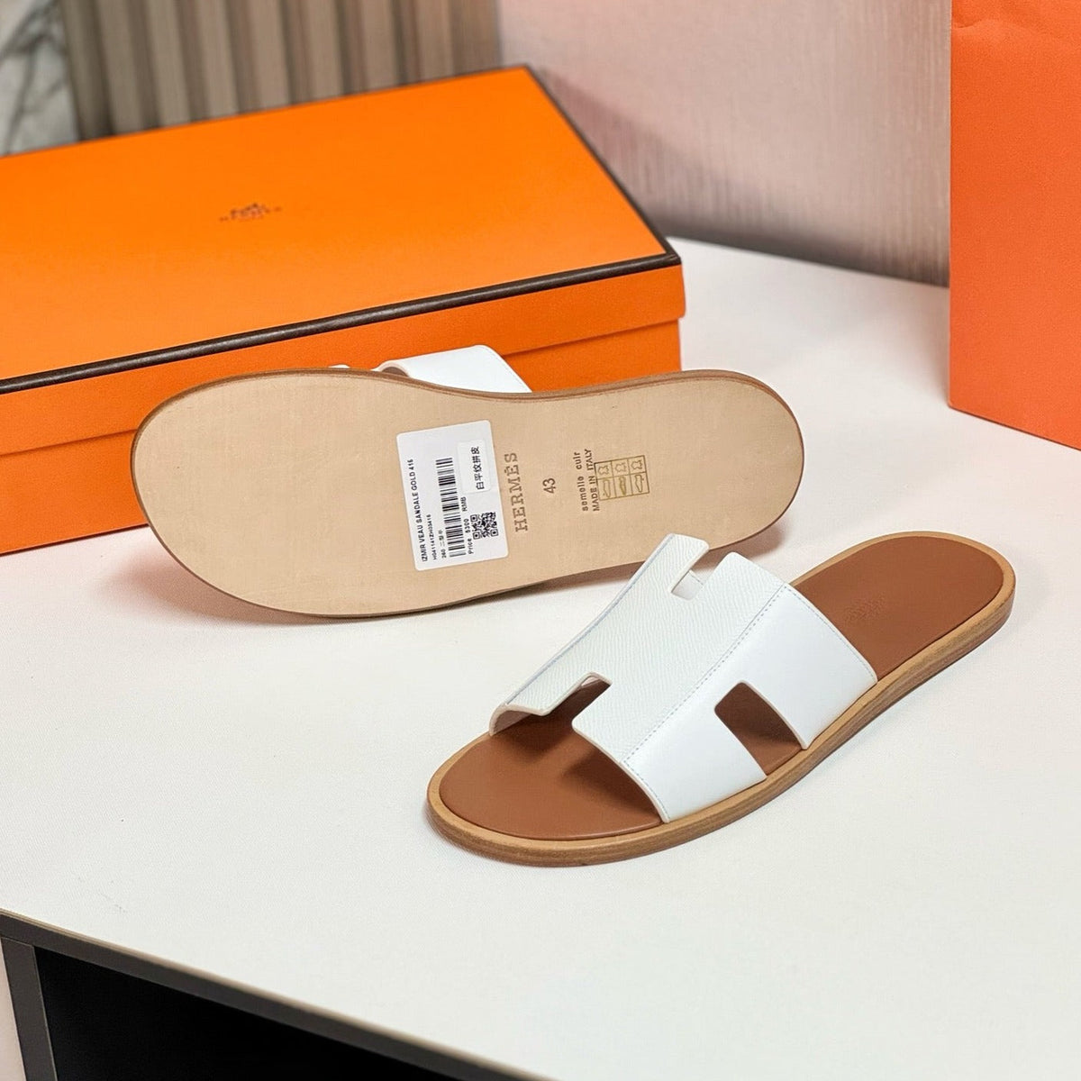 Hermes Izmir Sandal White