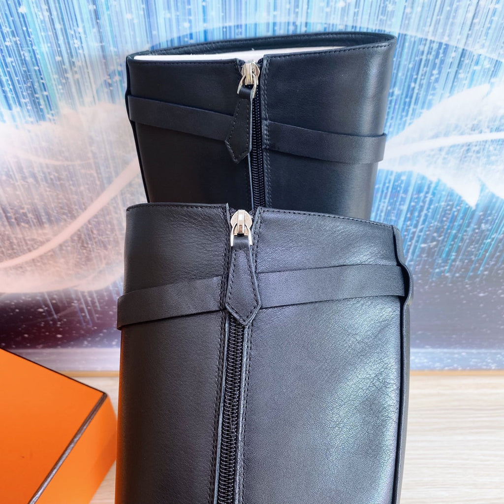 Hermes Story Boot 7 cm in Black Lambskin