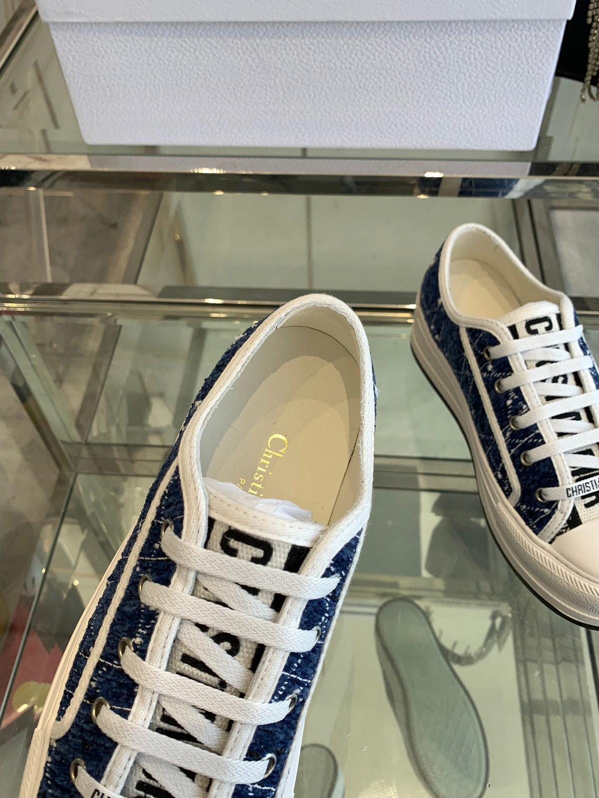 Dior Walk'N Platform Sneaker Denim Blue Cannage Tweed