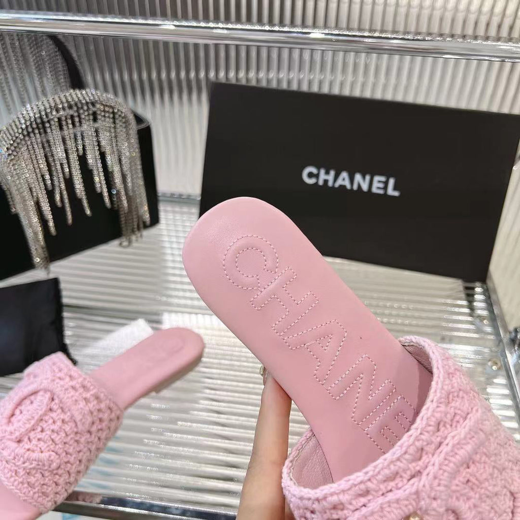 Chanel Slippers Light Pink Sheepskin