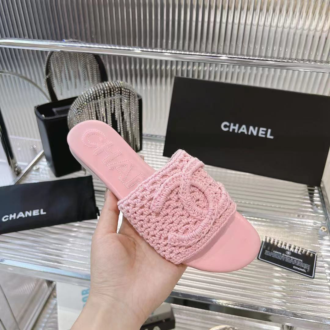 Chanel Slippers Light Pink Sheepskin