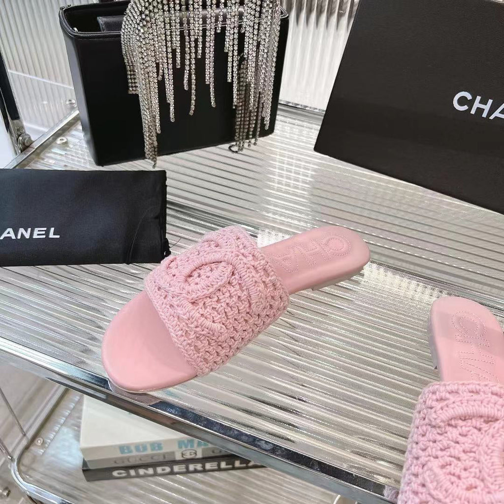Chanel Slippers Light Pink Sheepskin