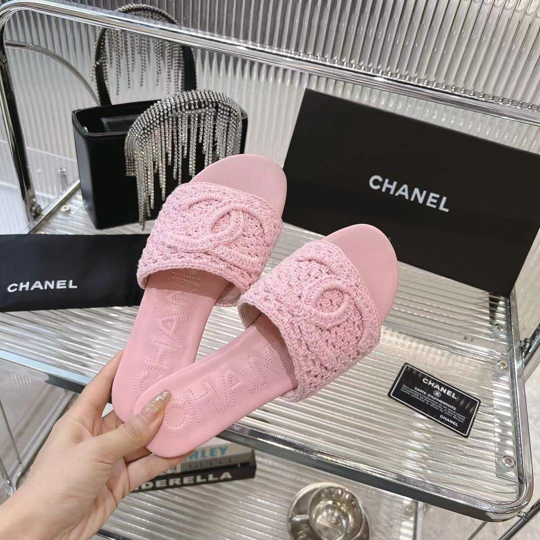 Chanel Slippers Light Pink Sheepskin