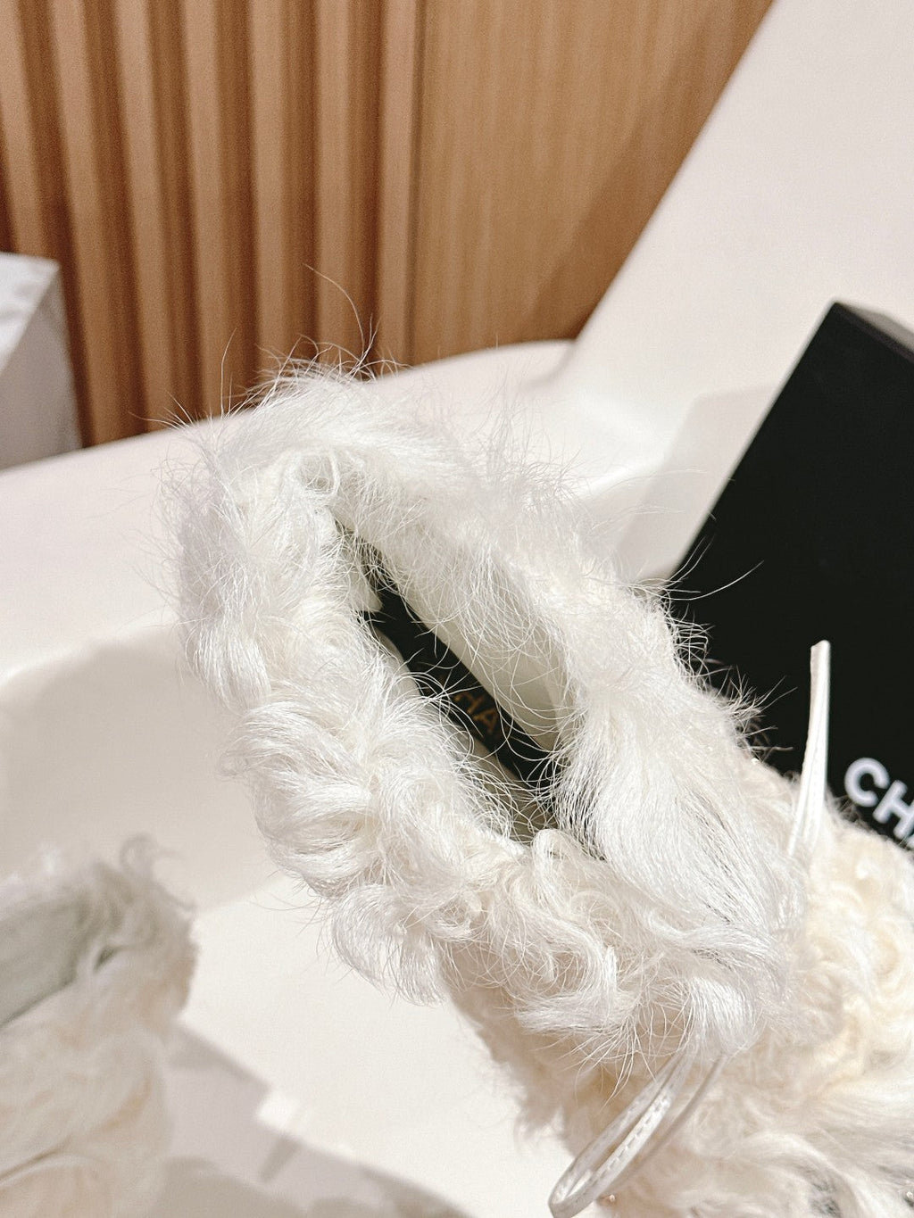 Chanel Short Boots in White Lamb Fur and Lambskin 962186