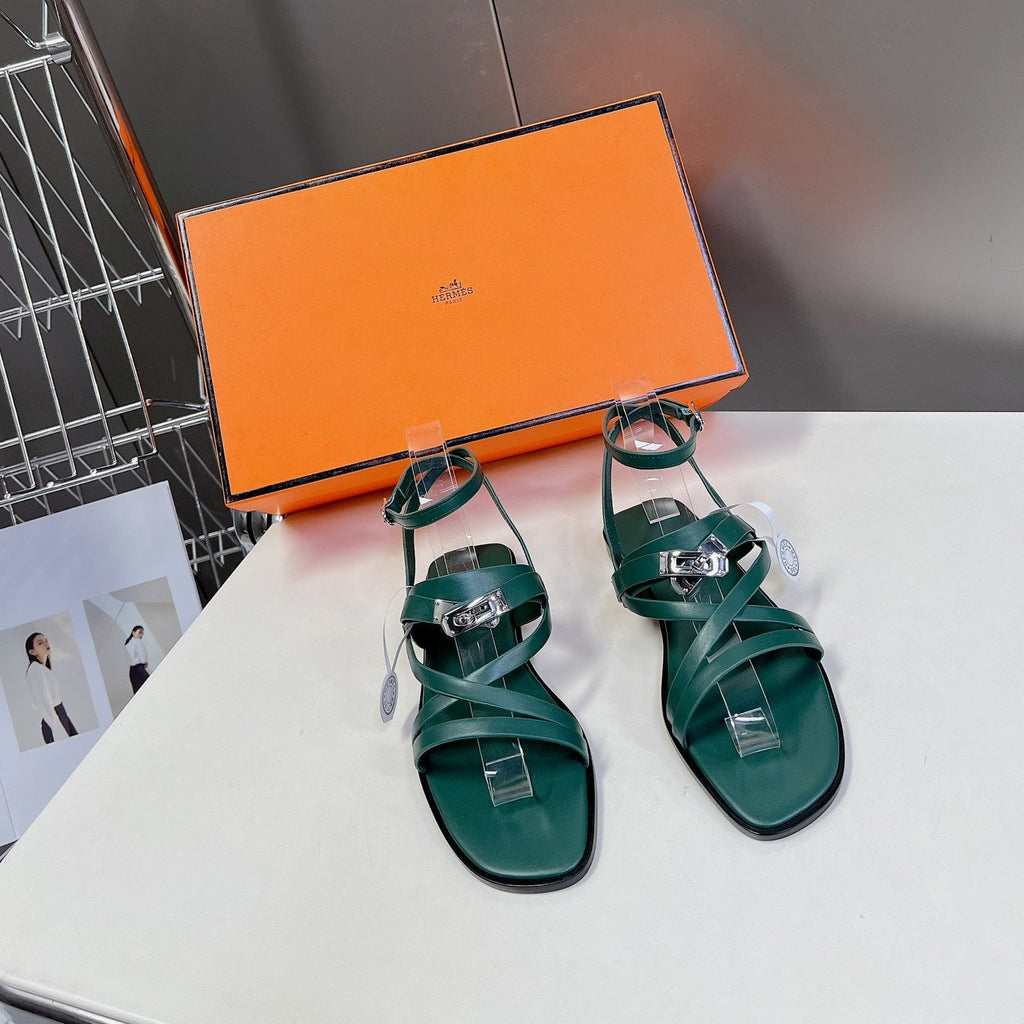 Hermes June Sandal Cobalt Calfskin