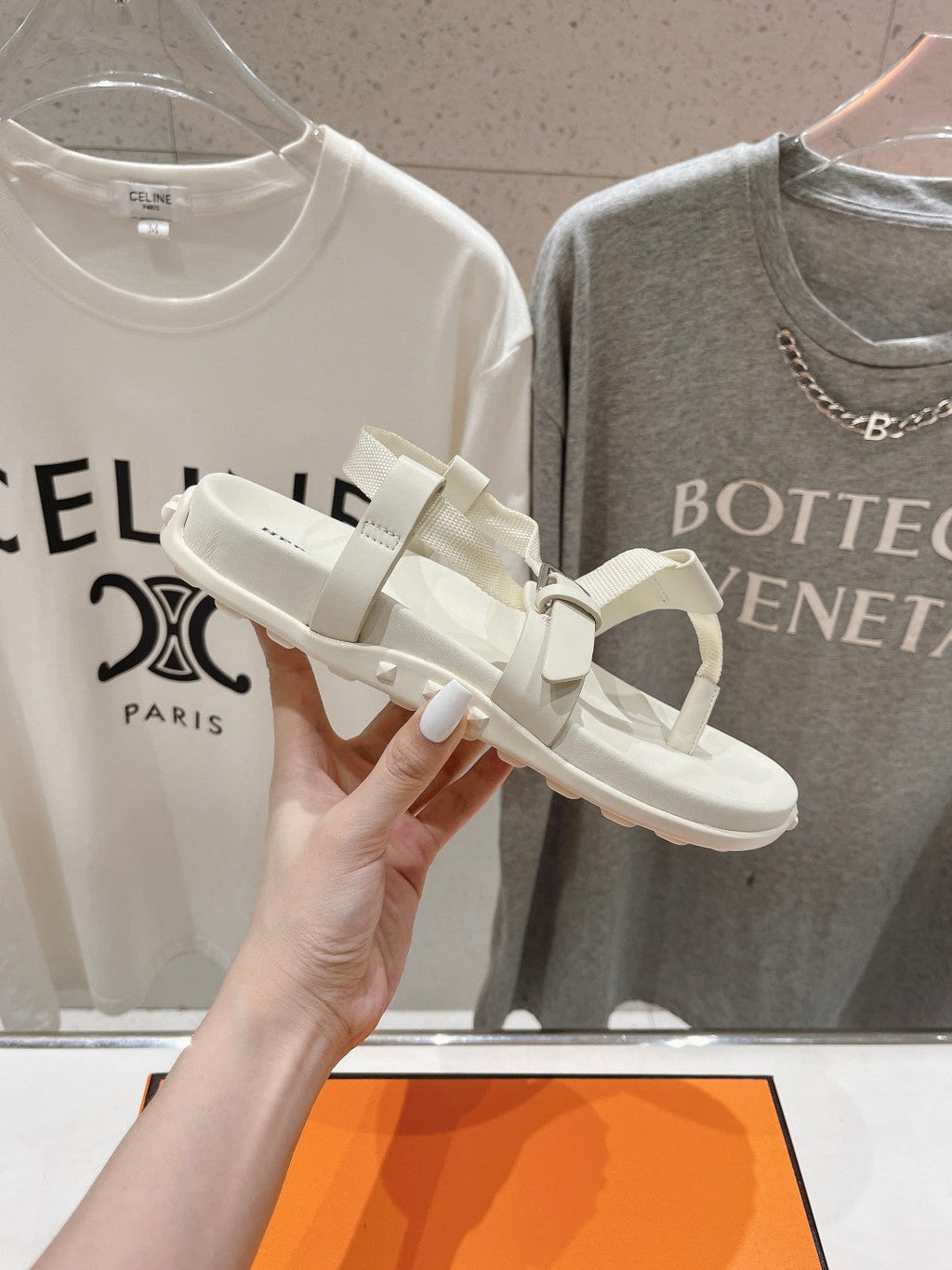 Hermes Sandal Braided 30 White Calfskin