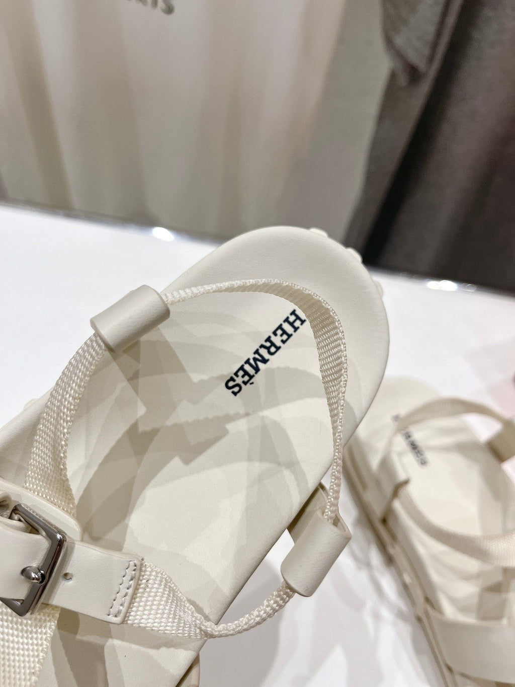 Hermes Sandal Braided 30 White Calfskin