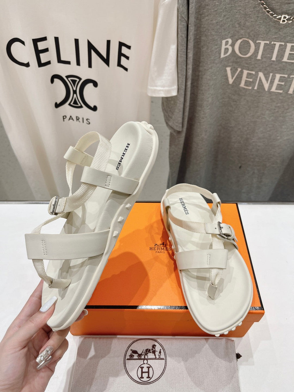 Hermes Sandal Braided 30 White Calfskin