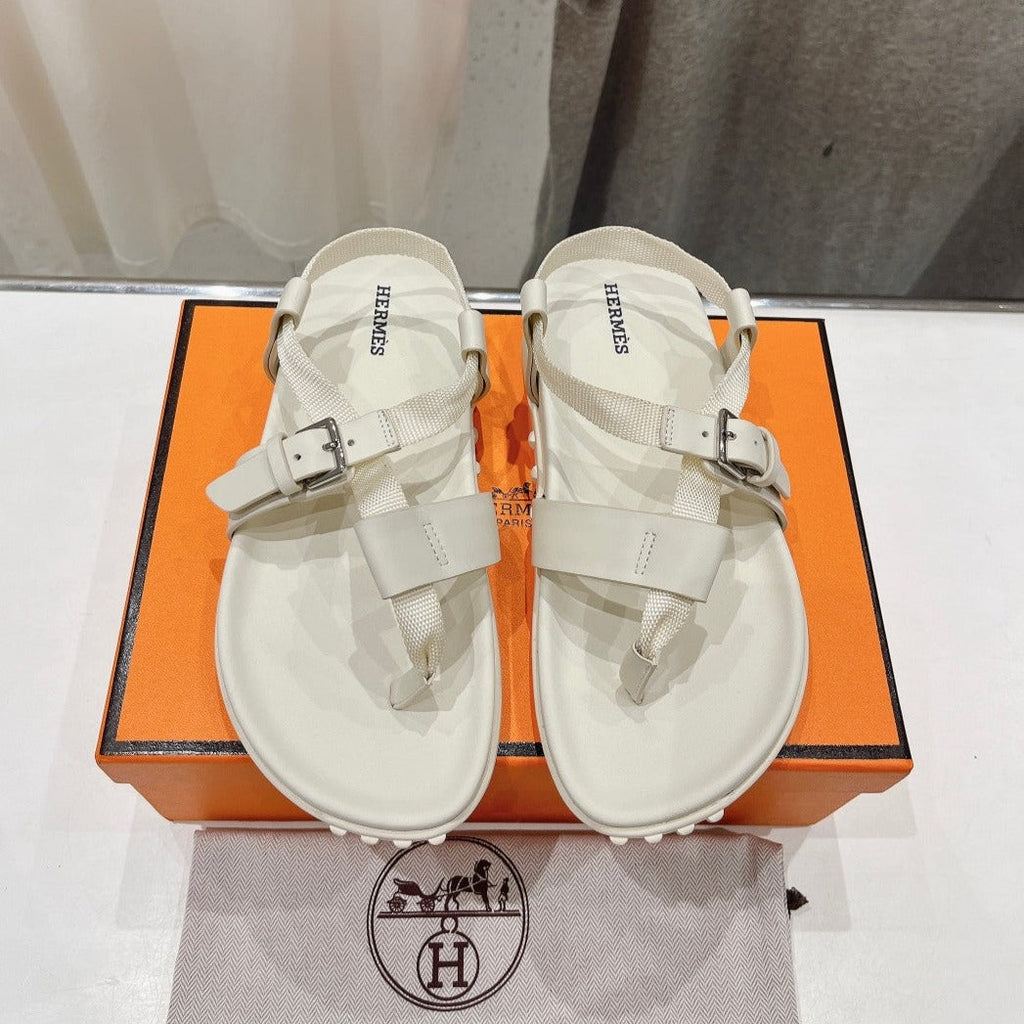 Hermes Sandal Braided 30 White Calfskin