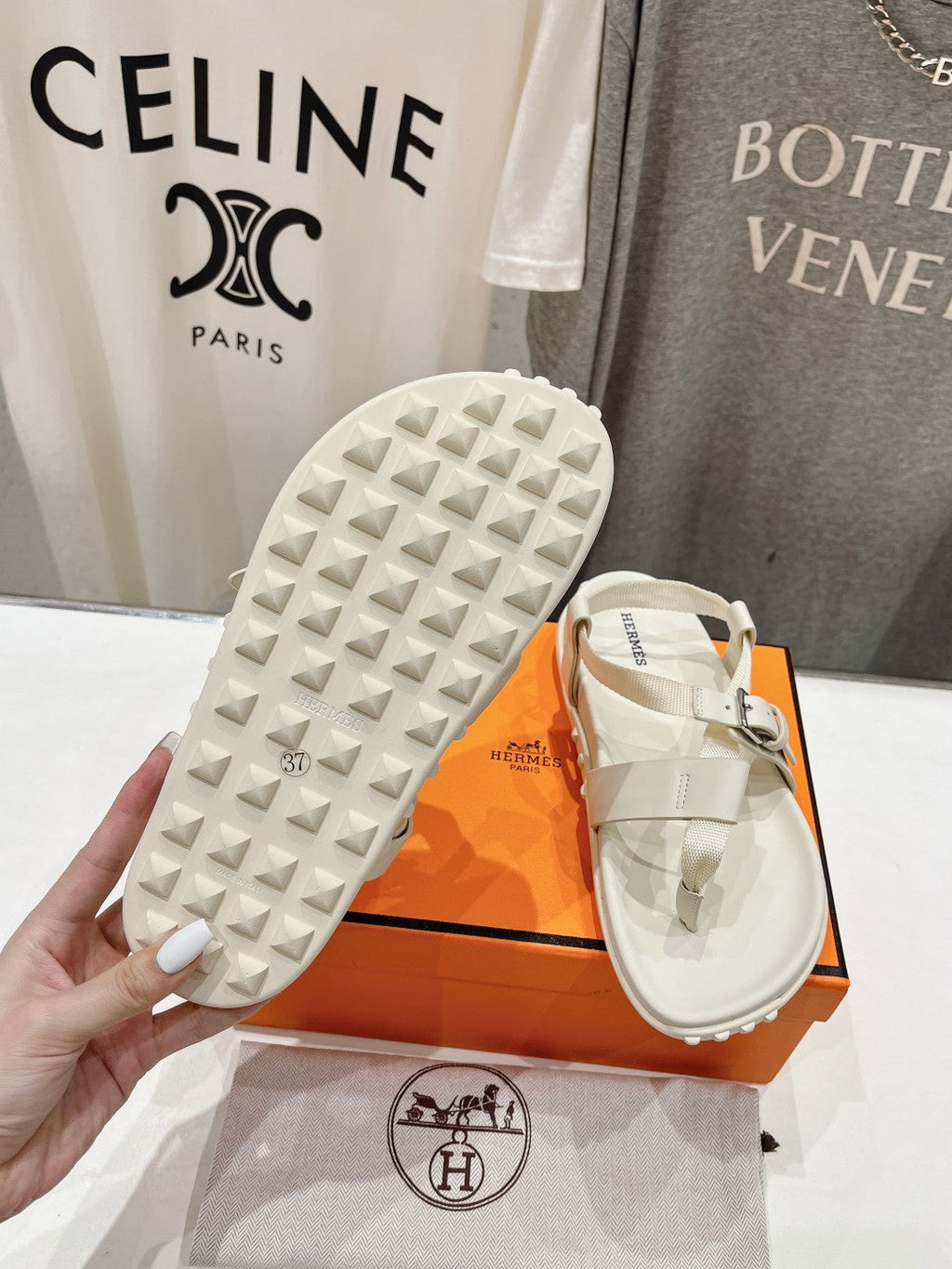 Hermes Sandal Braided 30 White Calfskin