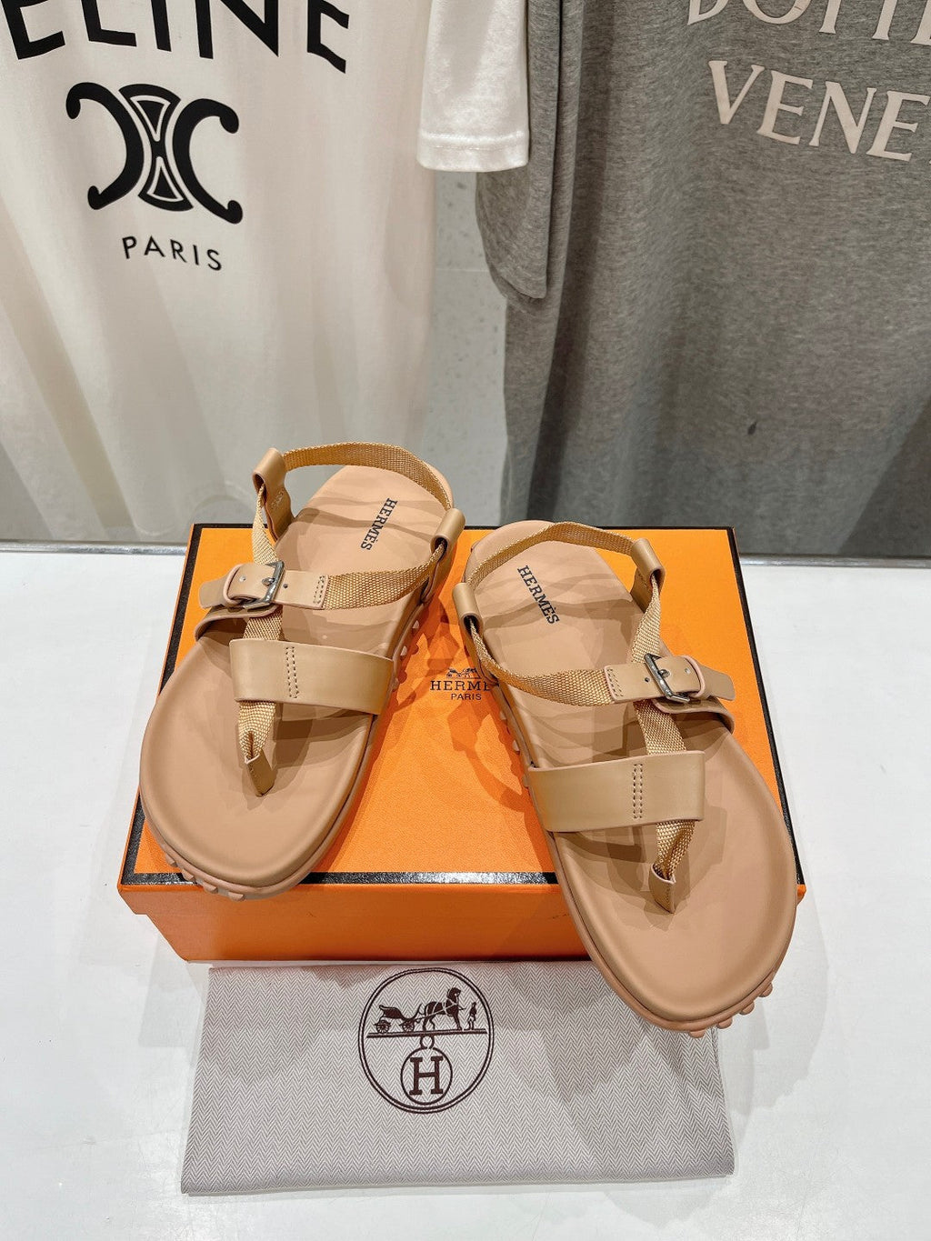 Hermes Sandal Braided 30 Champagne Calfskin
