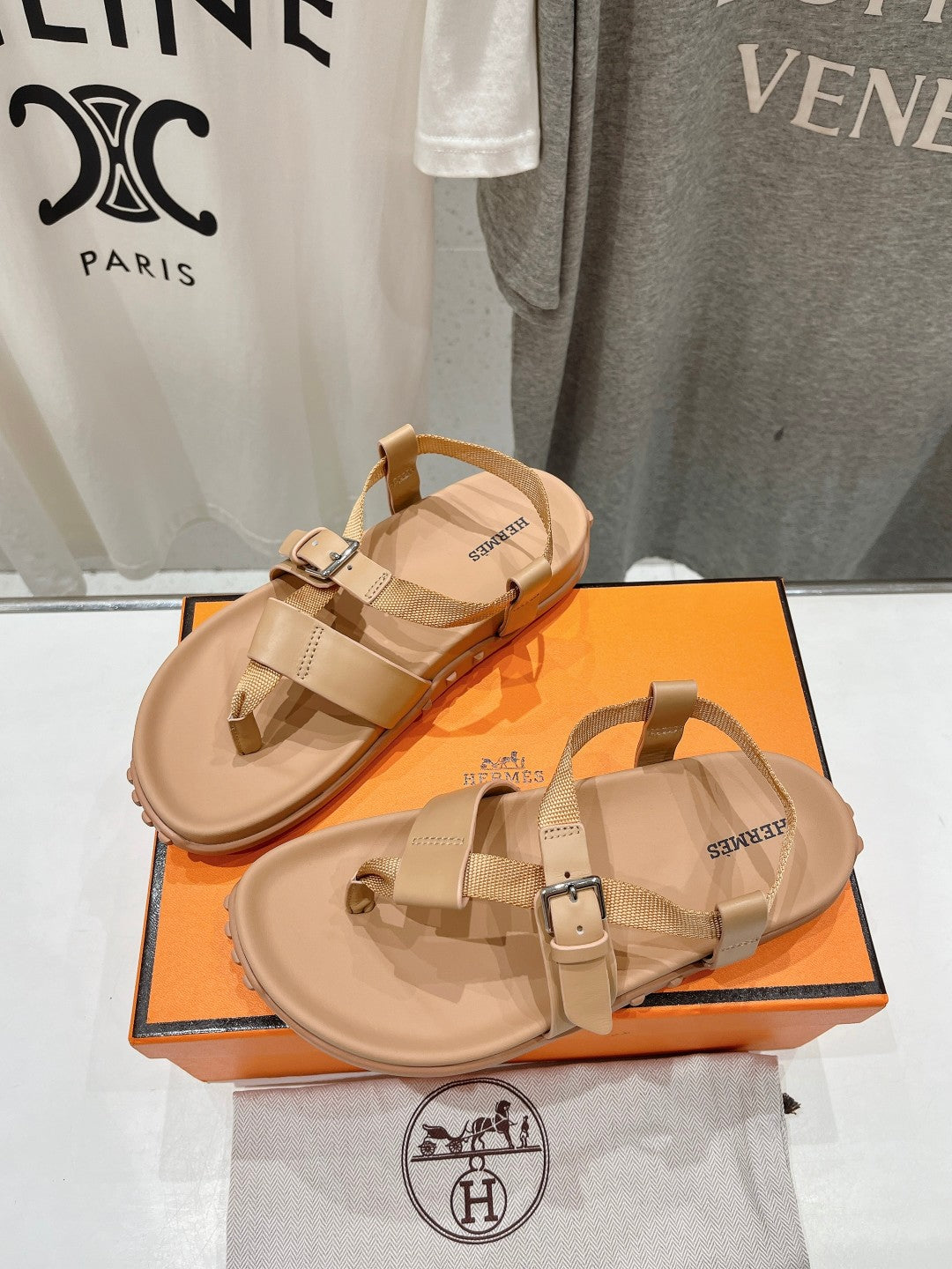 Hermes Sandal Braided 30 Champagne Calfskin