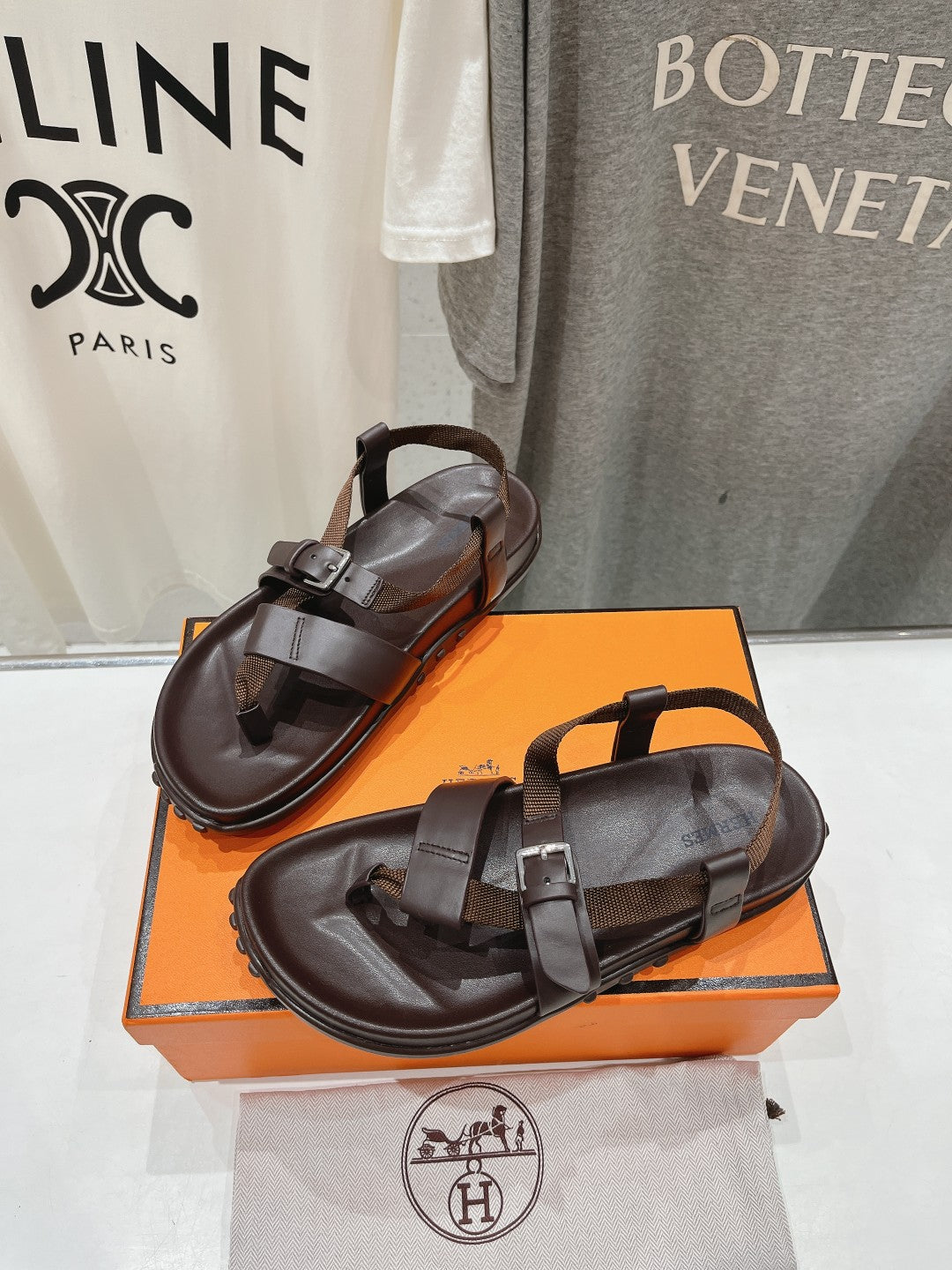 Hermes Sandal Braided 30 Chocolate Calfskin