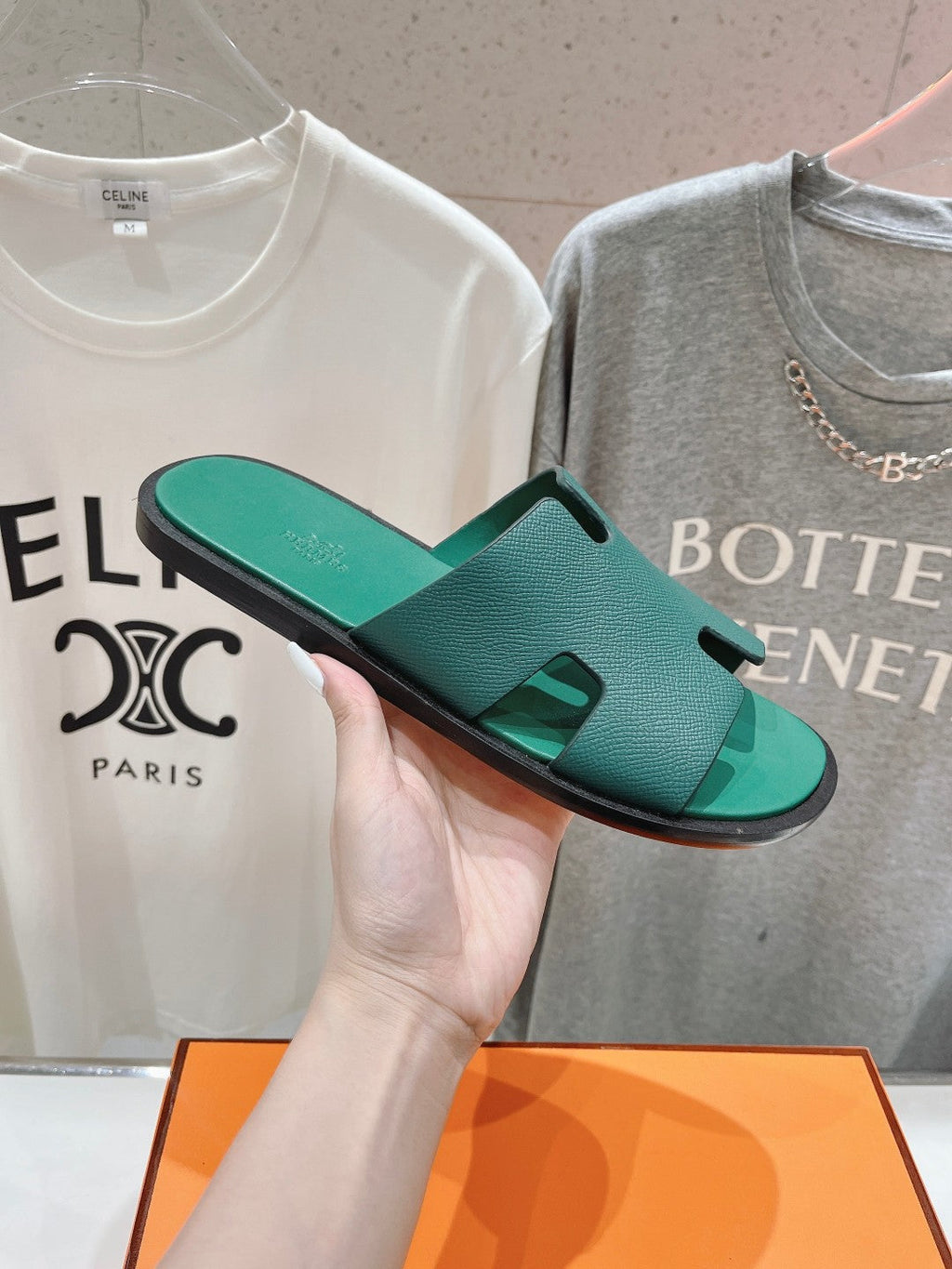 Hermes Izmir Sandal Ocean Lambskin