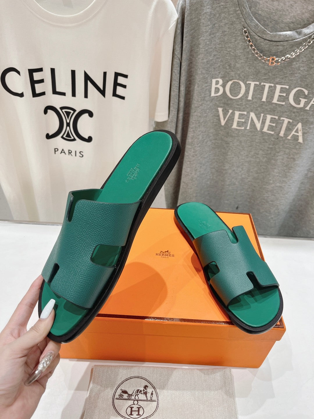 Hermes Izmir Sandal Ocean Lambskin
