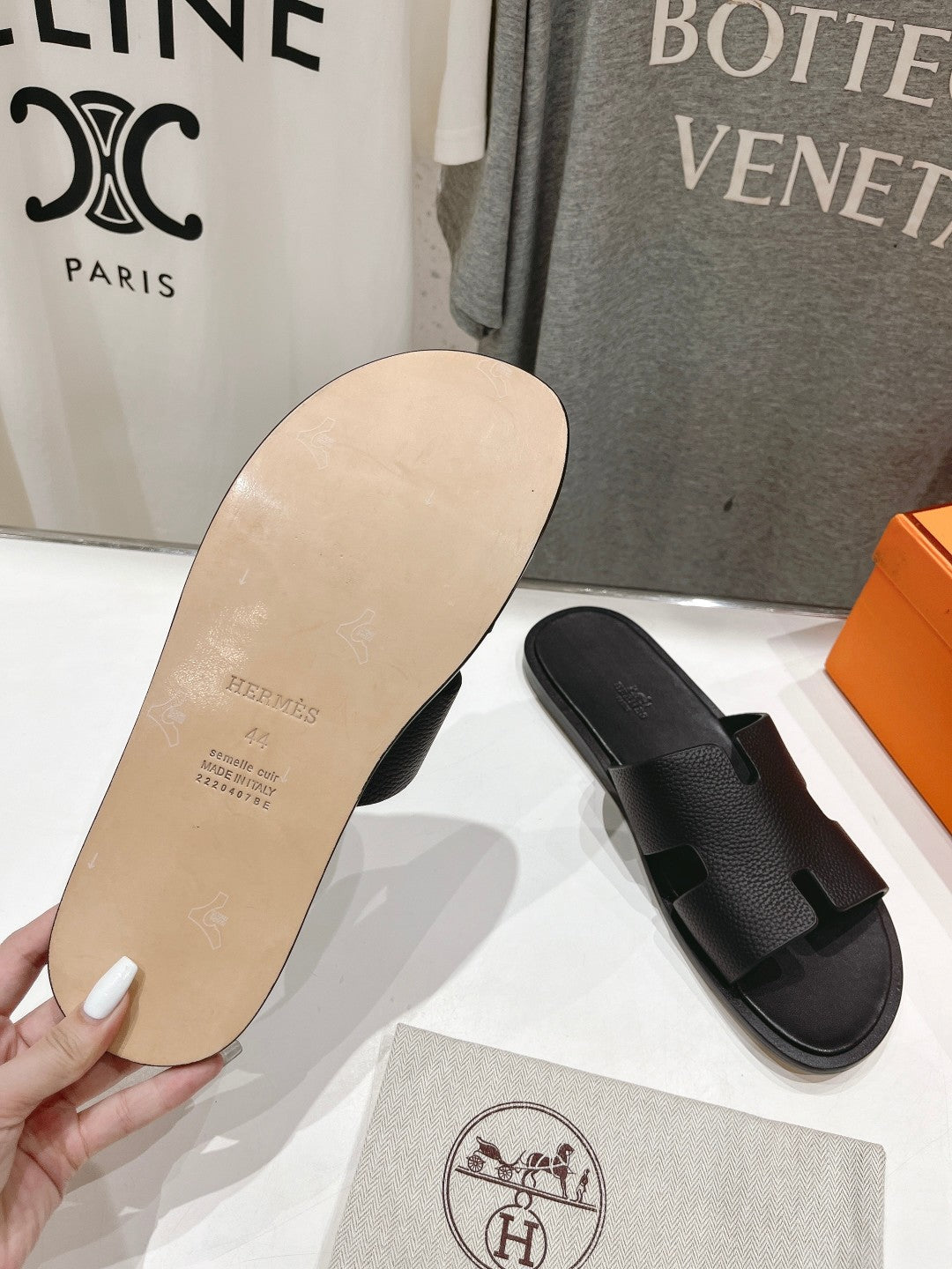 Hermes Izmir Sandal Black Lambskin