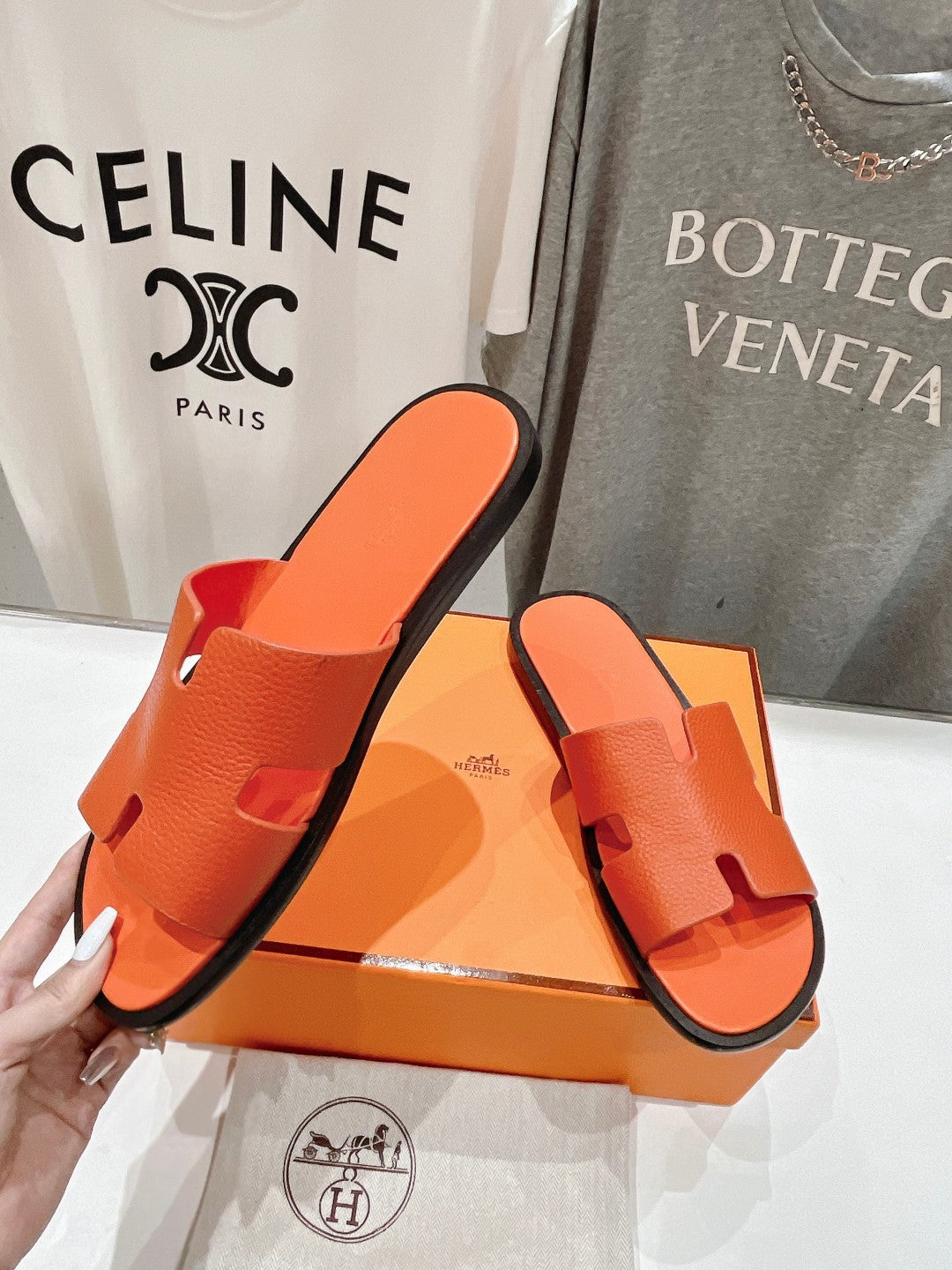 Hermes Izmir Sandal Orange Lambskin