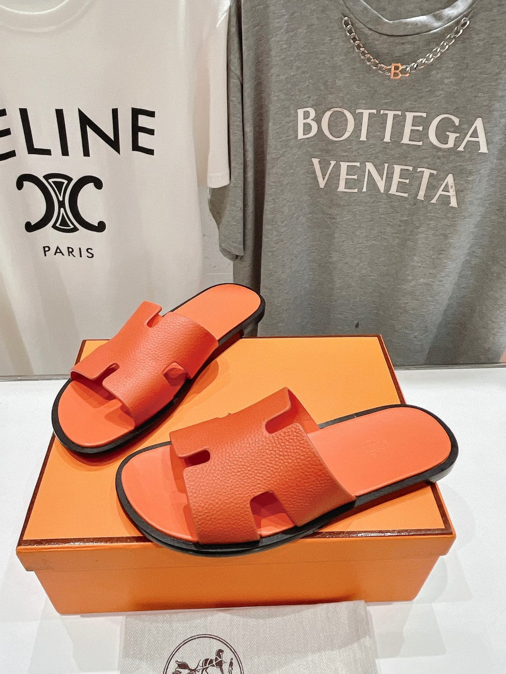 Hermes Izmir Sandal Orange Lambskin