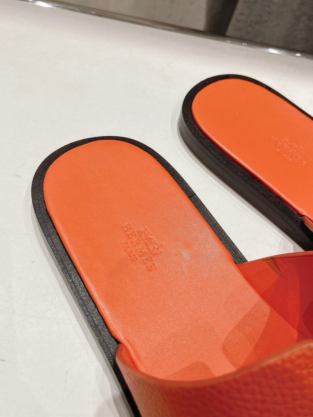 Hermes Izmir Sandal Orange Lambskin