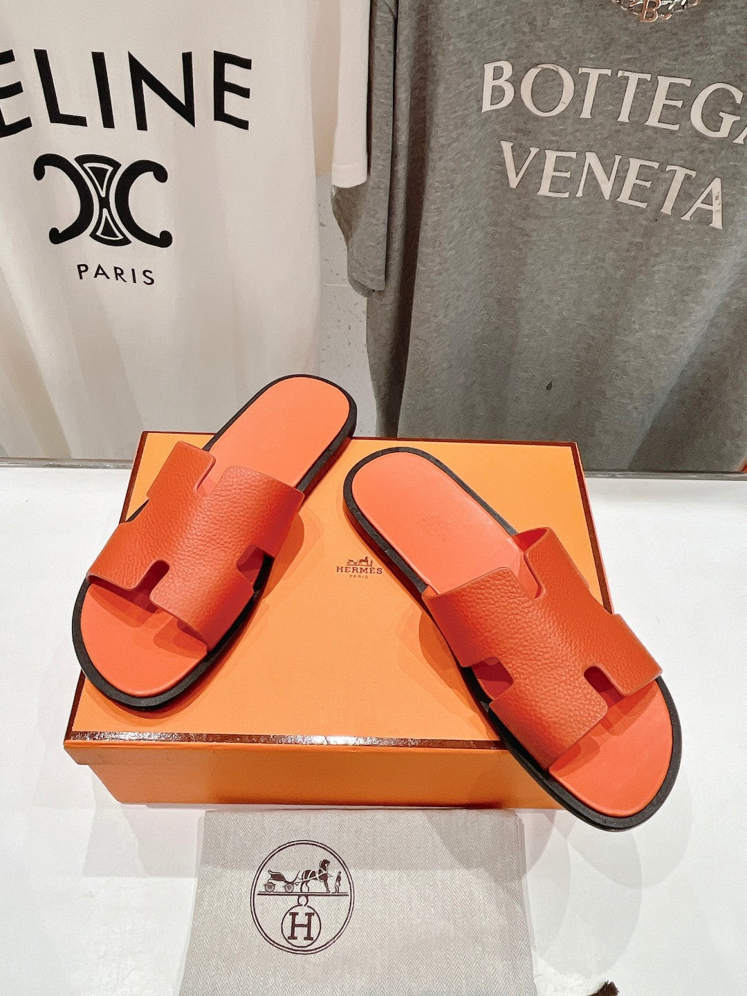 Hermes Izmir Sandal Orange Lambskin