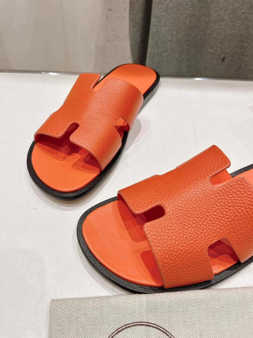 Hermes Izmir Sandal Orange Lambskin