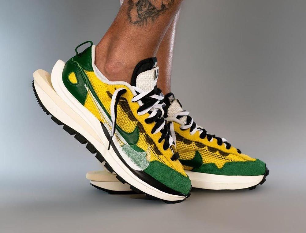 Sacai x Nike VaporWaffle Tour Yellow Stadium Green Sneakers
