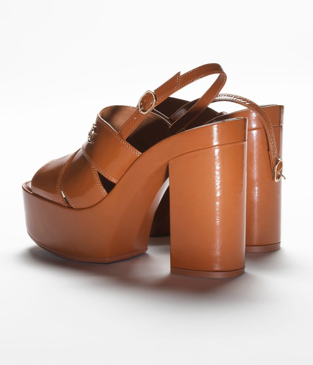 Chanel Sandals Light Brown Crumpled Lambksin