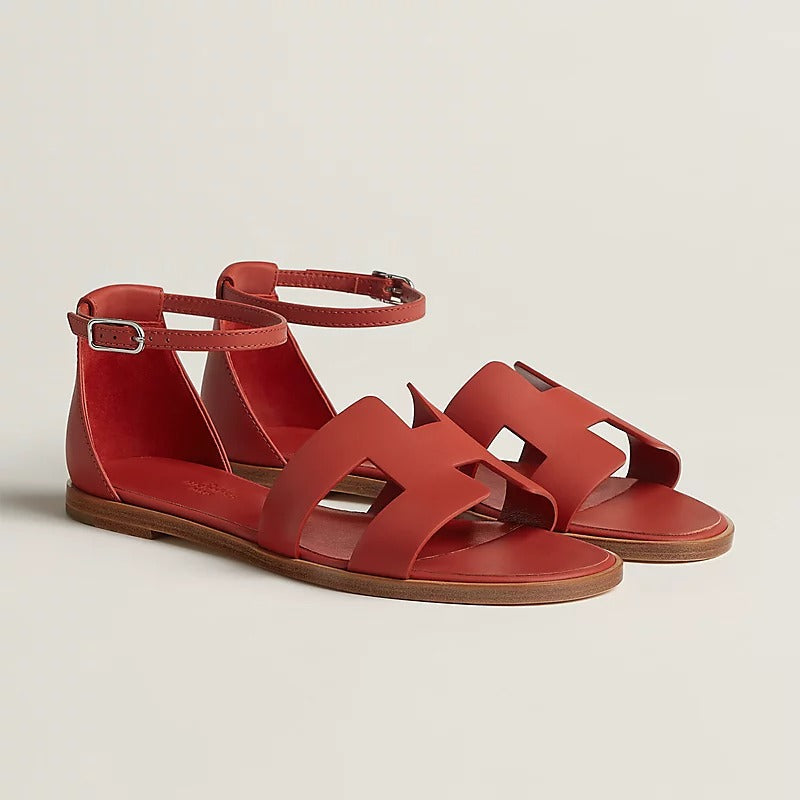 Hermes Santorini Sandal Scarlet Calfskin