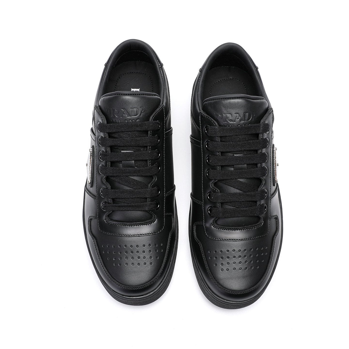 Prada Black Perforated Low-Top Sneakers — hero